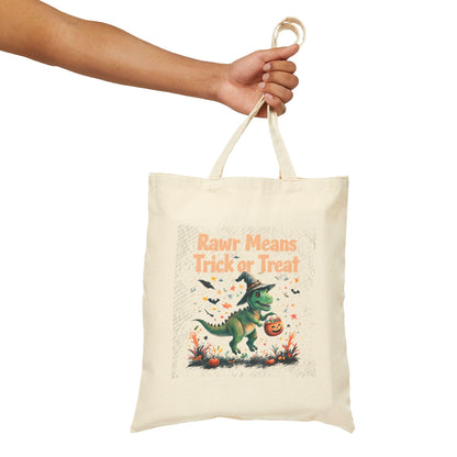 Dinosaur Halloween Tote Bag: Rawr Trick or Treat, Custom Kids Gift