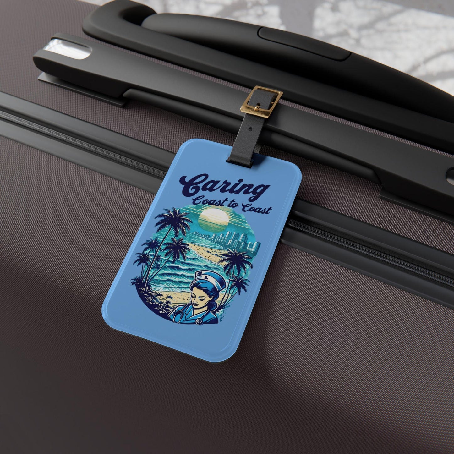 Vintage Travel Nurse Acrylic Luggage Tag: Beach Theme Miami Accessory