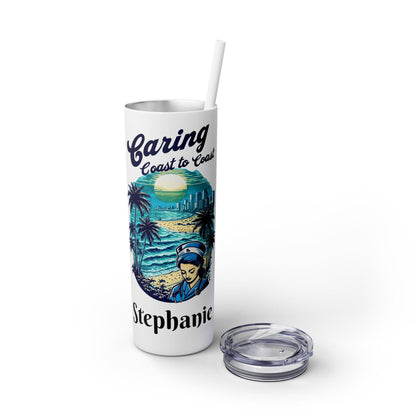 Personalized Travel Nurse Tumbler: Miami Beach Theme, Eco-Friendly Drinkware
