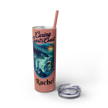 Personalized Coastal Travel Nurse Tumbler: Oregon Nautical Theme, 20oz Insulated Water Bottle