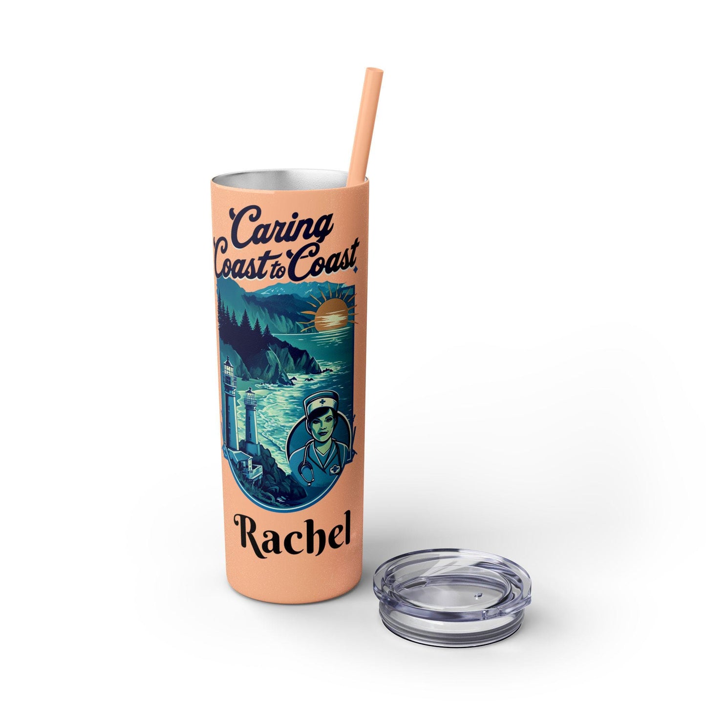 Personalized Coastal Travel Nurse Tumbler: Oregon Nautical Theme, 20oz Insulated Water Bottle