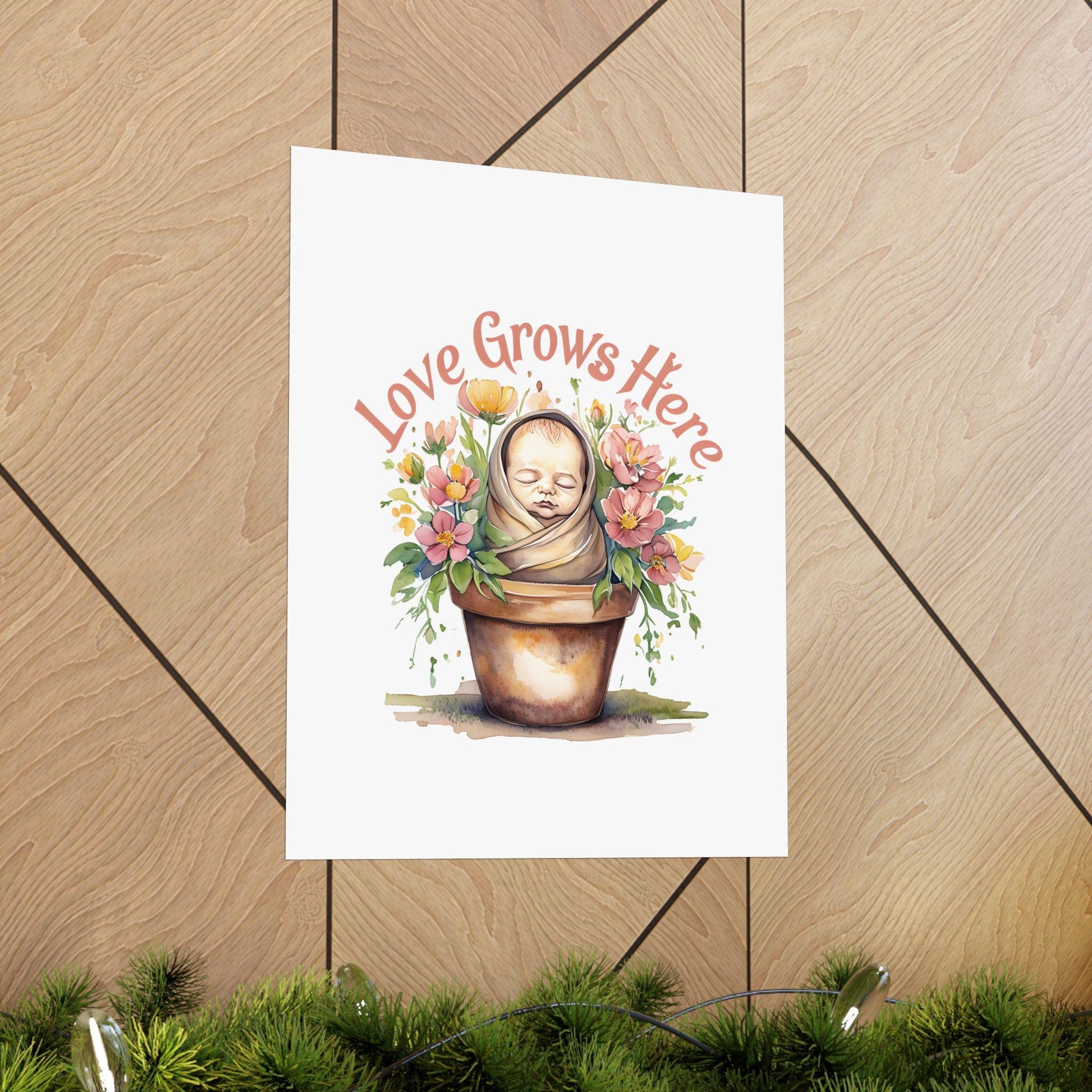 Love Grows Here Floral Nursery Print: Inspirational Wall Art