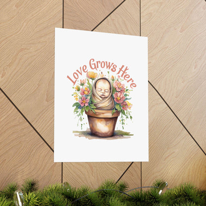 Love Grows Here Floral Nursery Print: Inspirational Wall Art