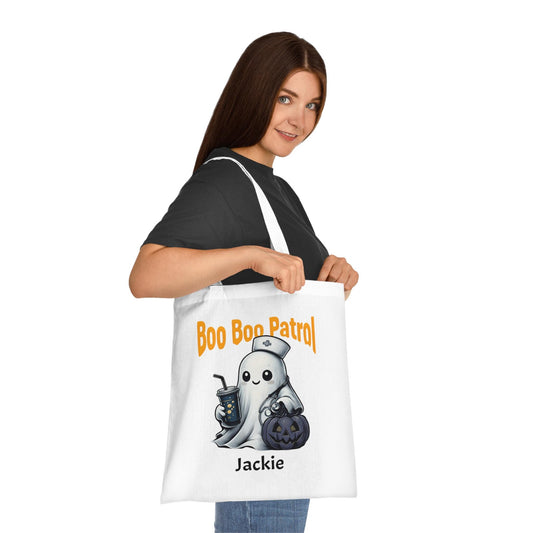 Boo Boo Patrol Nurse Halloween Tote Bag, Cute Ghost Design, Trick or Treat Bag, Halloween Party, Spooky Season Essential, Nurses Gift