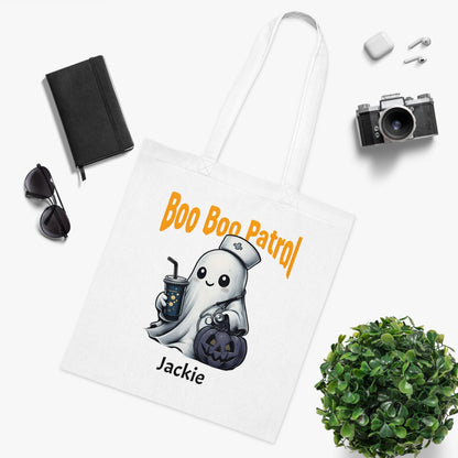 Boo Boo Patrol Nurse Halloween Tote Bag, Cute Ghost Design, Trick or Treat Bag, Halloween Party, Spooky Season Essential, Nurses Gift
