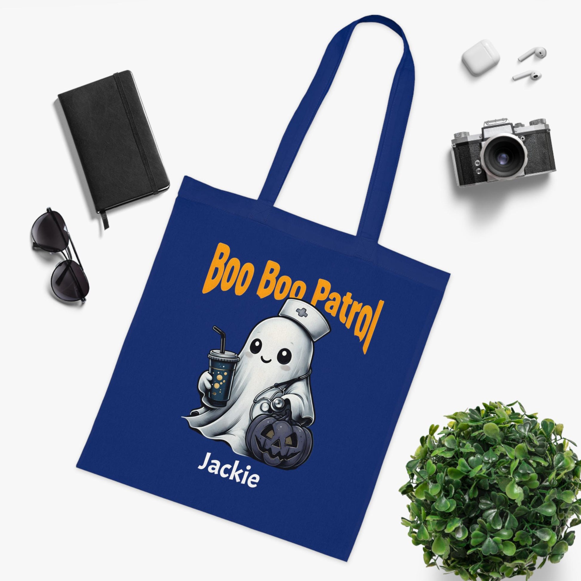 Boo Boo Patrol Nurse Halloween Tote Bag, Cute Ghost Design, Trick or Treat Bag, Halloween Party, Spooky Season Essential, Nurses Gift