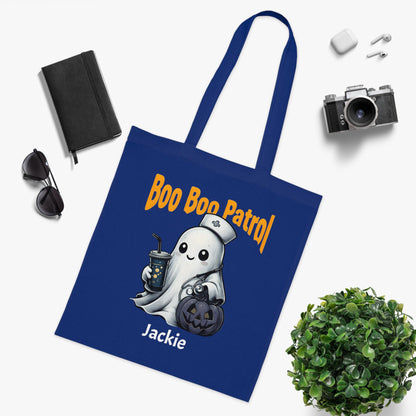 Boo Boo Patrol Nurse Halloween Tote Bag, Cute Ghost Design, Trick or Treat Bag, Halloween Party, Spooky Season Essential, Nurses Gift