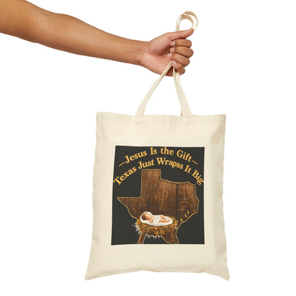 Jesus Is the Gift Cotton Canvas Tote Bag: Faith-Based Christmas Shopping