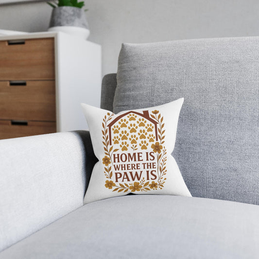 Home is Where the Paw Is Pillow: Cozy Faux Suede Pet Lover Cushion