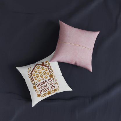 Home is Where the Paw Is Pillow: Cozy Faux Suede Pet Lover Cushion