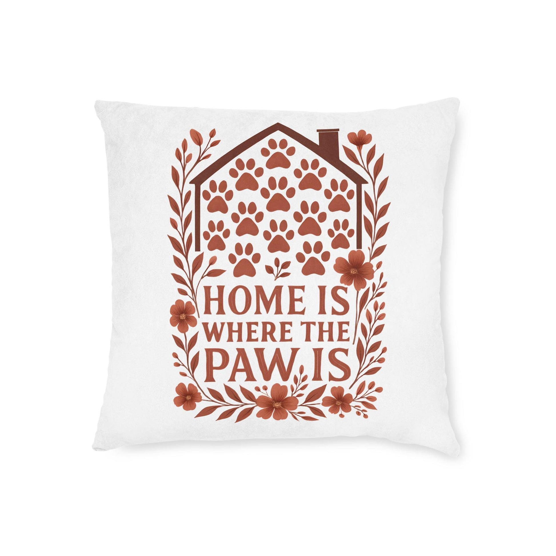 Cozy Faux Suede Pet Lover Pillow: Home is Where the Paw Is
