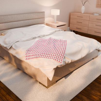Soft Pink Velveteen Plush Blanket: Cozy Throw, Breast Cancer Awareness