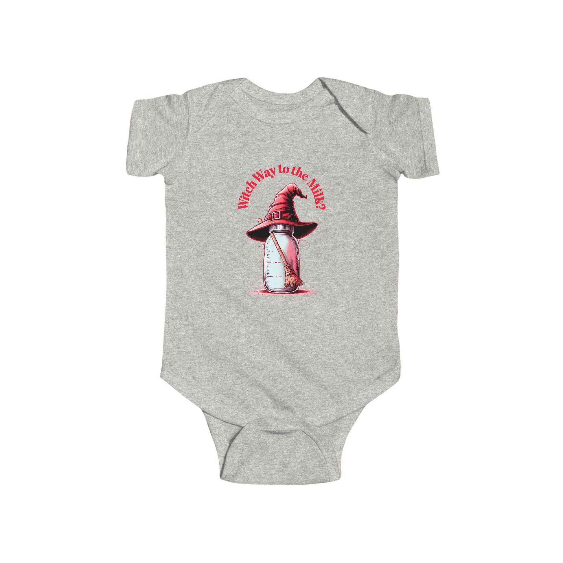 Witch Way to the Milk Infant Bodysuit: Funny Halloween Baby Outfit
