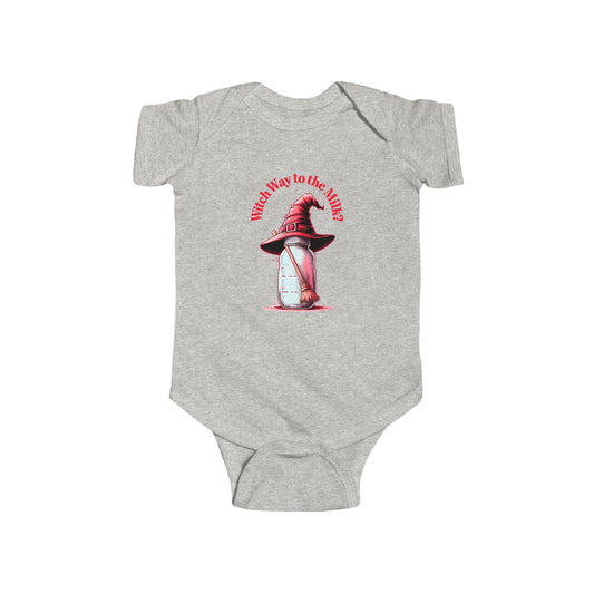 Witch Way to the Milk Infant Bodysuit: Funny Halloween Baby Outfit