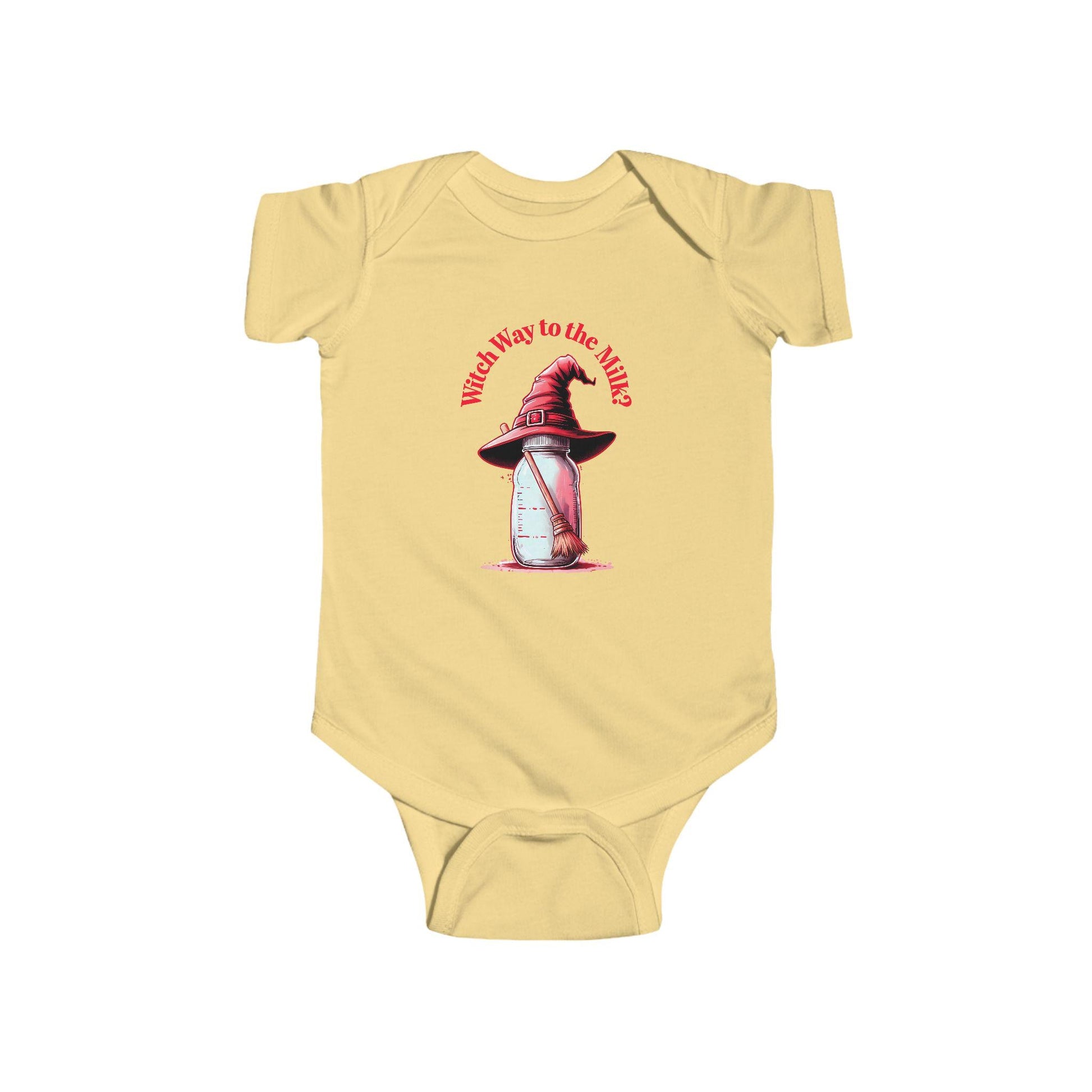 Witch Way to the Milk Infant Bodysuit: Funny Halloween Baby Outfit