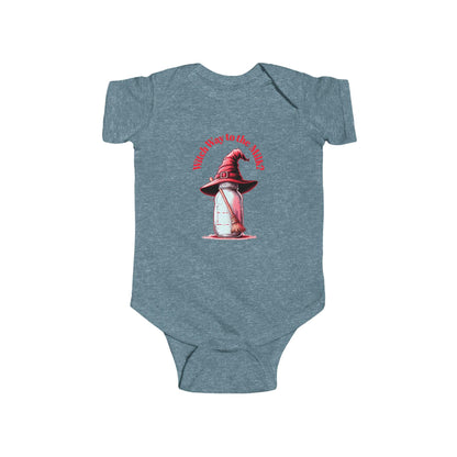 Witch Way to the Milk Infant Bodysuit: Funny Halloween Baby Outfit
