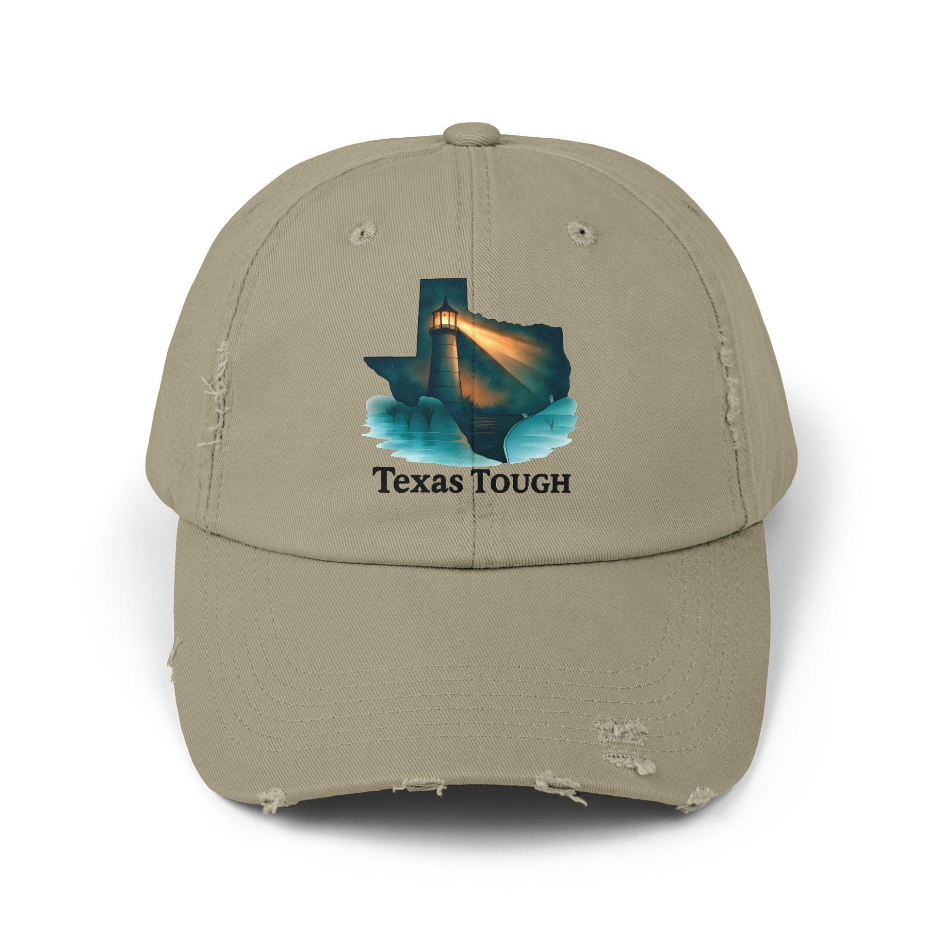 Texas Tough Lighthouse Distressed Cap: Vintage Baseball Hat