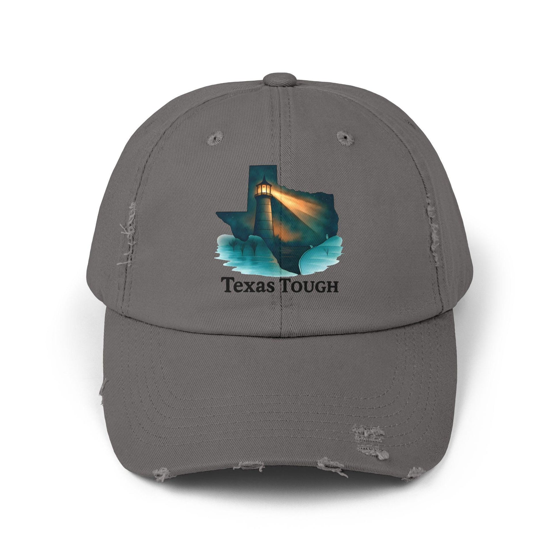 Texas Tough Lighthouse Distressed Cap: Vintage Baseball Hat