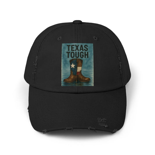 Distressed Texas Cowboy Boots Cap: Unisex Baseball Hat, Texas Flood Support