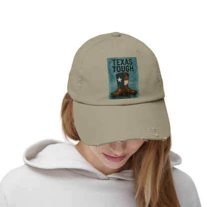 Distressed Texas Cowboy Boots Cap: Unisex Baseball Hat, Texas Flood Support
