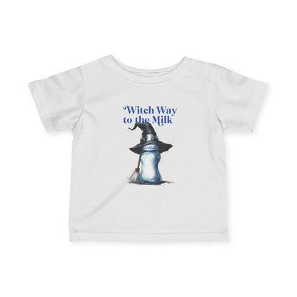 Adorable Infant Jersey Tee - "Witch Way to the Milk" - Perfect for Halloween, Baby Showers, Toddler Tees, Unique Gifts, Cute Outfits