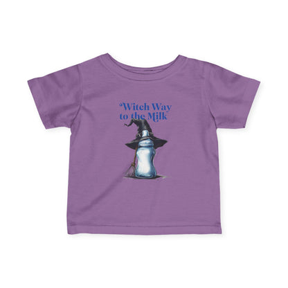Adorable Infant Jersey Tee - "Witch Way to the Milk" - Perfect for Halloween, Baby Showers, Toddler Tees, Unique Gifts, Cute Outfits