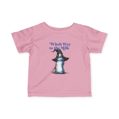 Adorable Infant Jersey Tee - "Witch Way to the Milk" - Perfect for Halloween, Baby Showers, Toddler Tees, Unique Gifts, Cute Outfits
