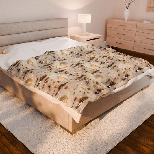 Velveteen Plush Blanket: Harvest Moon Throw, Cozy Home Decor