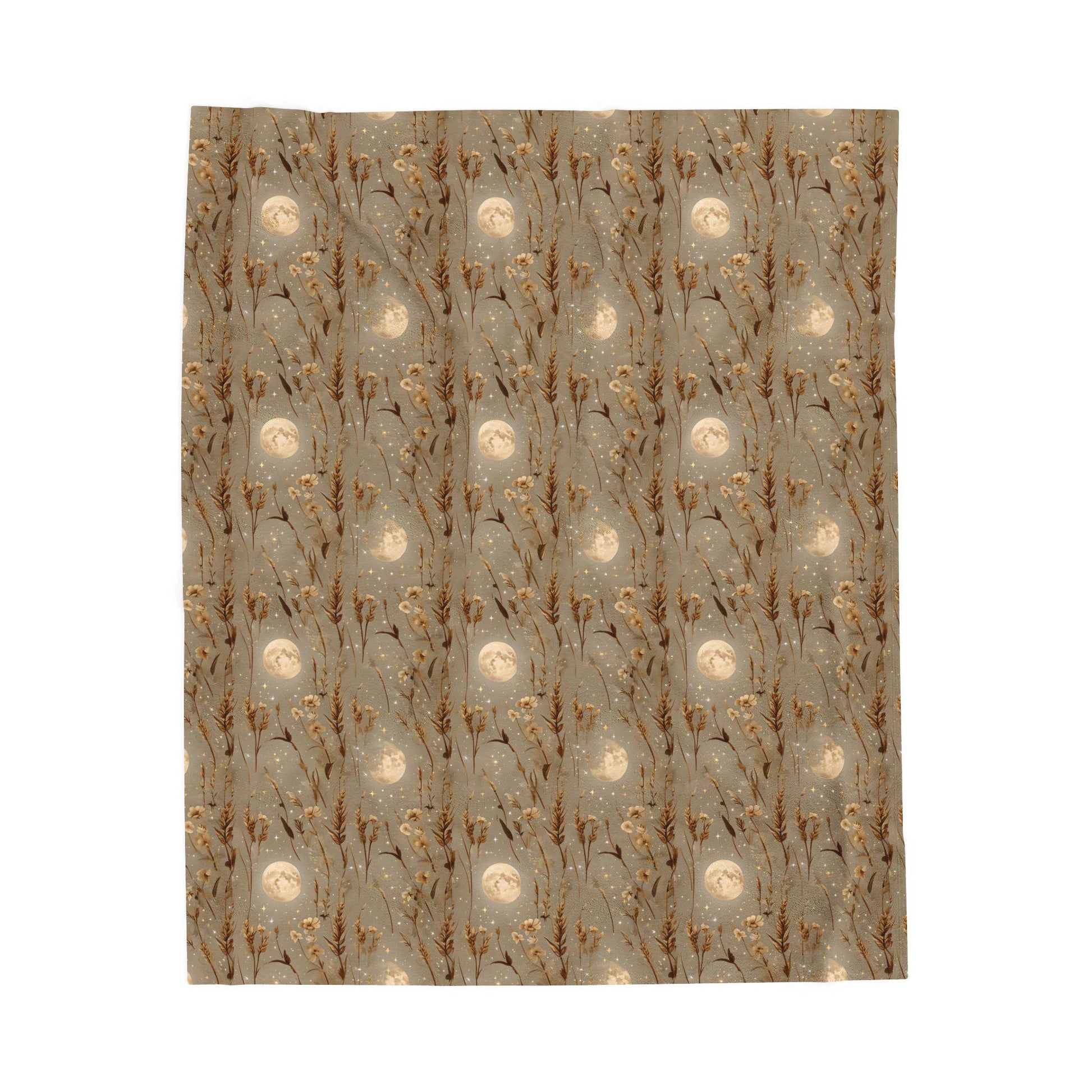 Velveteen Plush Blanket: Bohemian Cozy Throw, Harvest Moon Design