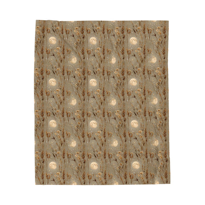 Velveteen Plush Blanket: Bohemian Cozy Throw, Harvest Moon Design