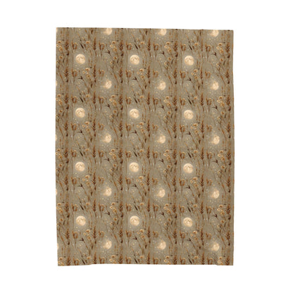 Velveteen Plush Blanket: Bohemian Cozy Throw, Harvest Moon Design