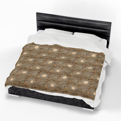 Velveteen Plush Blanket: Bohemian Cozy Throw, Harvest Moon Design
