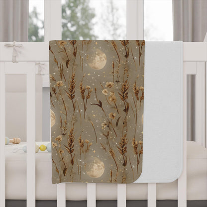 Whimsical Moonlit Fleece Toddler Blanket: Cozy Nursery Decor