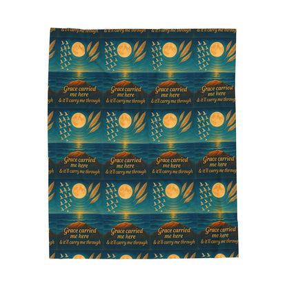 Inspirational Velveteen Plush Blanket: Grace Theme, Motivational Decor