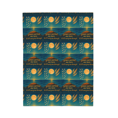 Inspirational Velveteen Plush Blanket: Grace Theme, Motivational Decor