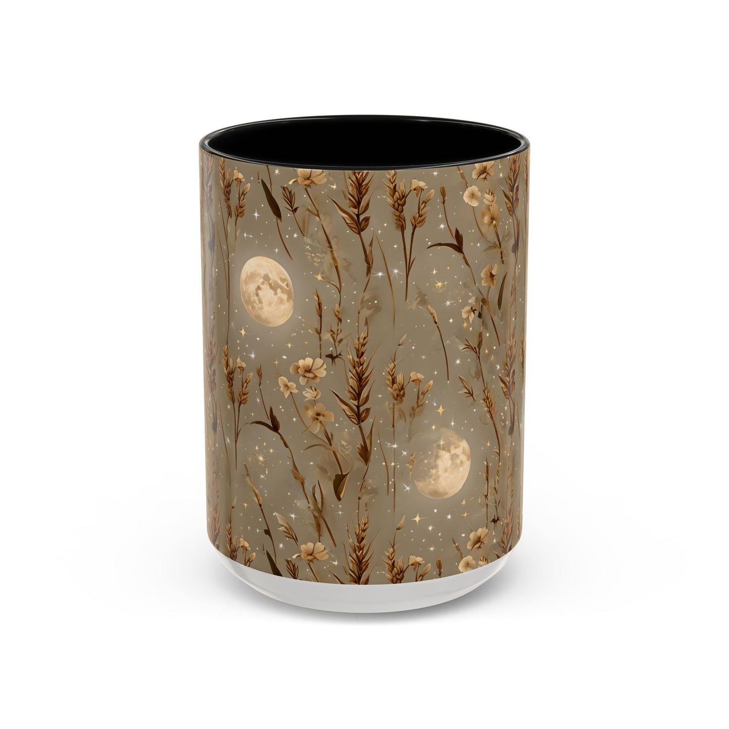 Celestial Floral Coffee Mug - Cosmic Design for Coffee Lovers, Gift for Her, Moon Decor, Morning Routine, Nature Inspired, Harvest Moon