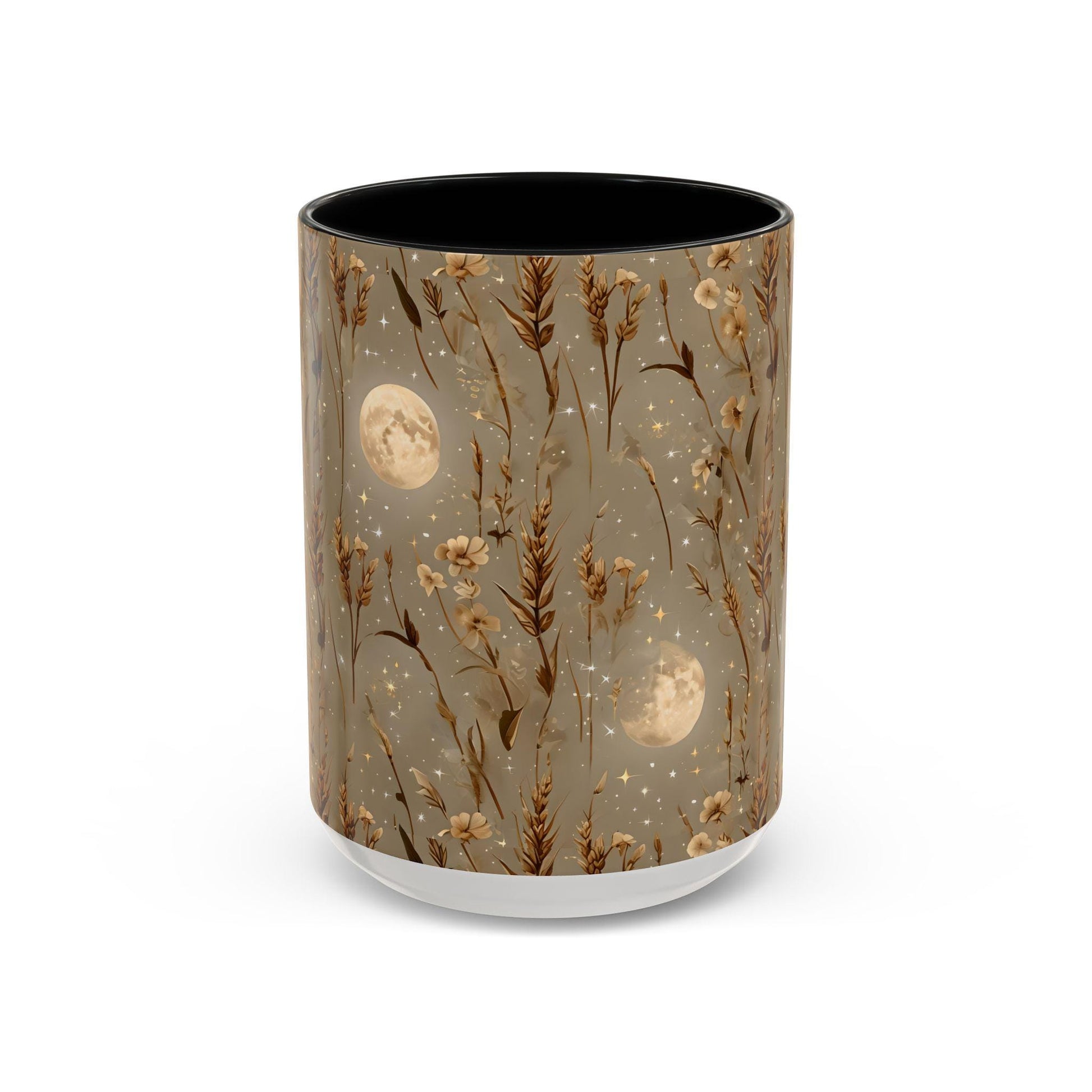 Celestial Floral Coffee Mug - Cosmic Design for Coffee Lovers, Gift for Her, Moon Decor, Morning Routine, Nature Inspired, Harvest Moon
