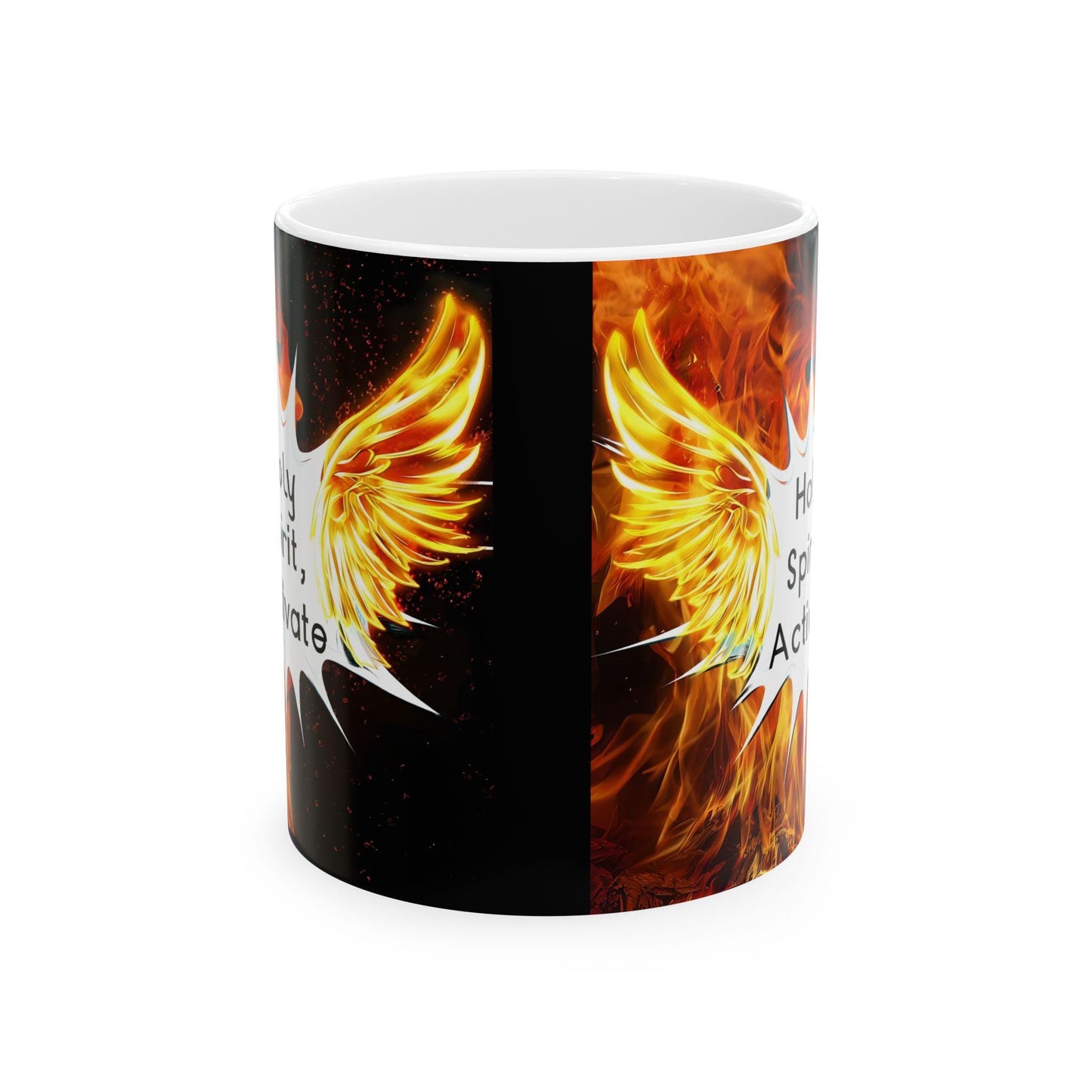 Fiery Spirit Ceramic Mug: Inspirational Coffee Cup, Unique Kitchen Decor