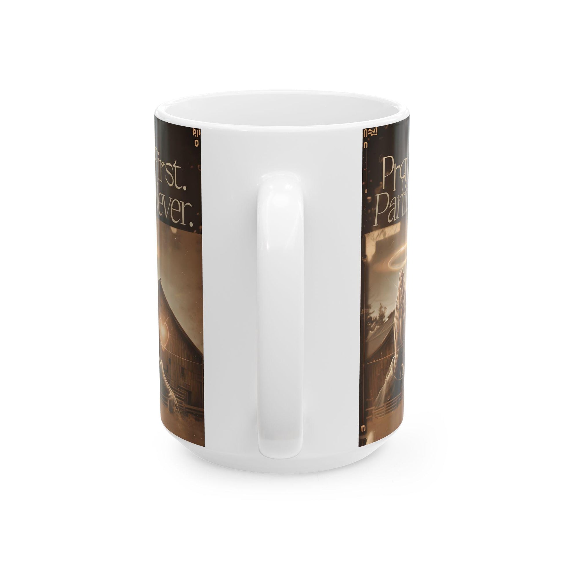 Pray First, Panic Later Ceramic Mug: Inspirational Coffee Lover Gift