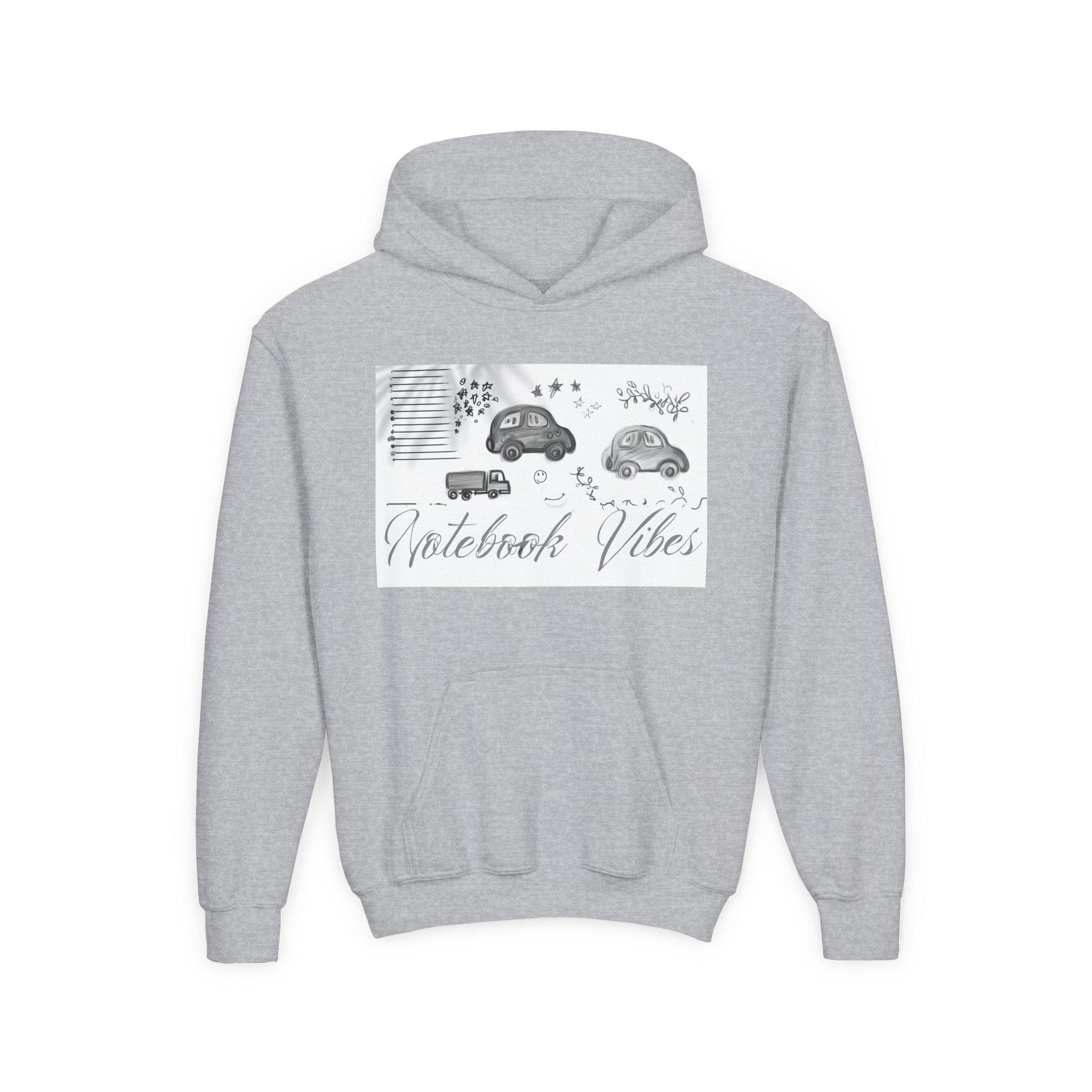 Notebook Vibes Youth Hoodie, Cool Car Design Sweatshirt, Gift for Teen Boys Girls, Casual Wear, Birthday Present, Art Lover Apparel