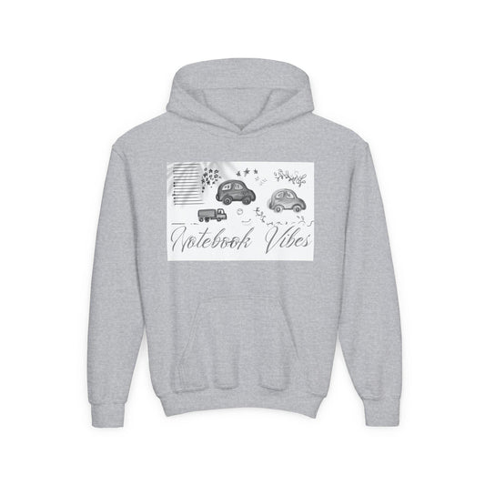 Notebook Vibes Youth Hoodie, Cool Car Design Sweatshirt, Gift for Teen Boys Girls, Casual Wear, Birthday Present, Art Lover Apparel