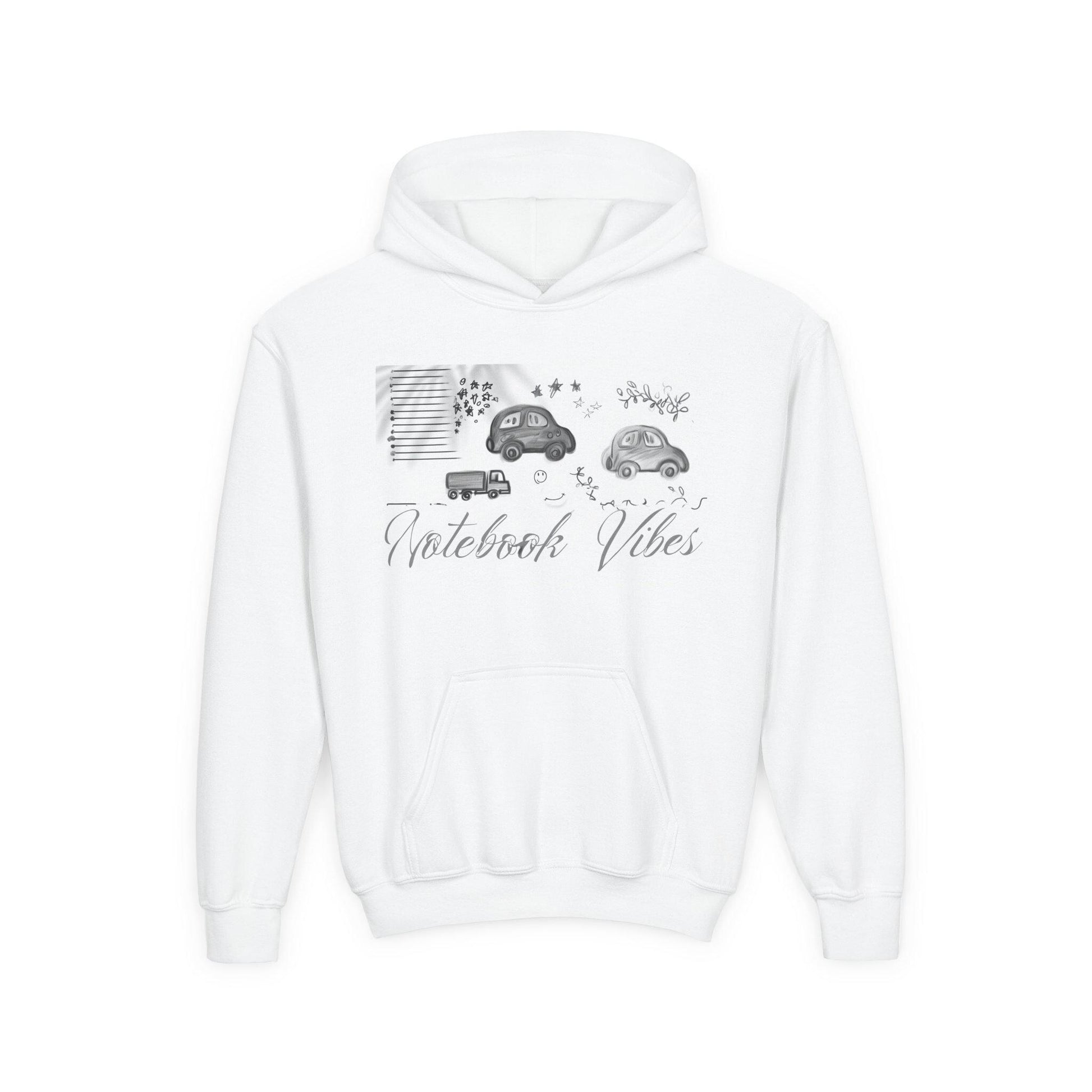 Notebook Vibes Youth Hoodie, Cool Car Design Sweatshirt, Gift for Teen Boys Girls, Casual Wear, Birthday Present, Art Lover Apparel