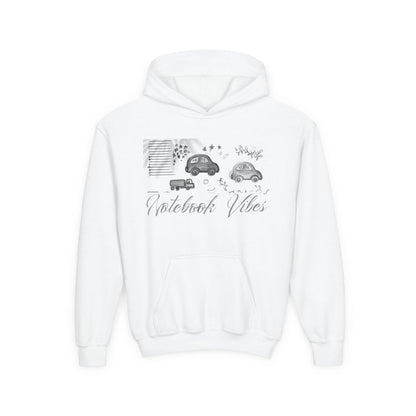 Notebook Vibes Youth Hoodie, Cool Car Design Sweatshirt, Gift for Teen Boys Girls, Casual Wear, Birthday Present, Art Lover Apparel
