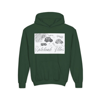 Notebook Vibes Youth Hoodie, Cool Car Design Sweatshirt, Gift for Teen Boys Girls, Casual Wear, Birthday Present, Art Lover Apparel
