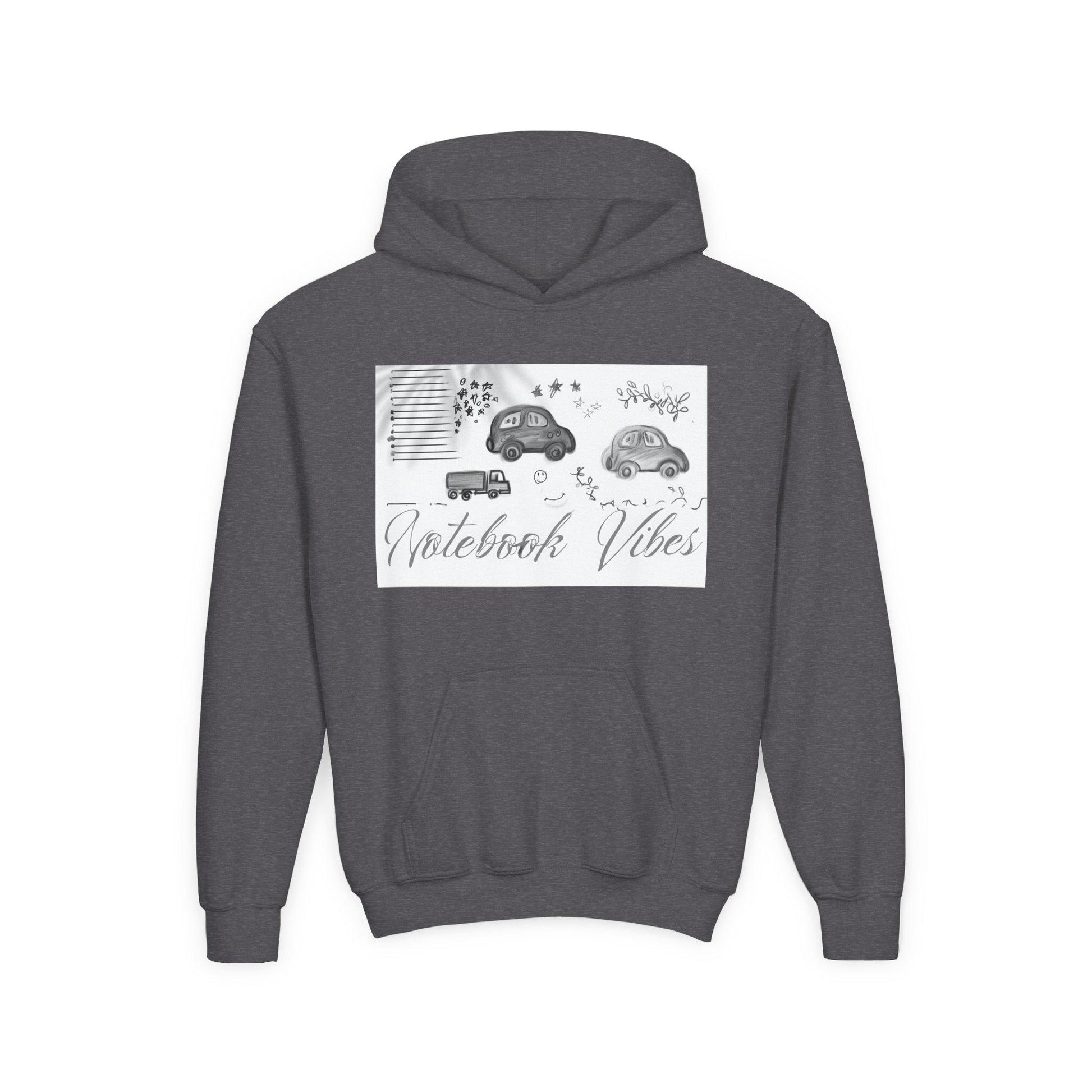Notebook Vibes Youth Hoodie, Cool Car Design Sweatshirt, Gift for Teen Boys Girls, Casual Wear, Birthday Present, Art Lover Apparel