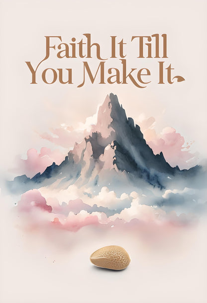 Mustard Seed Christian Print: Pastel Mountain Bible Verse Art (Digital Download)