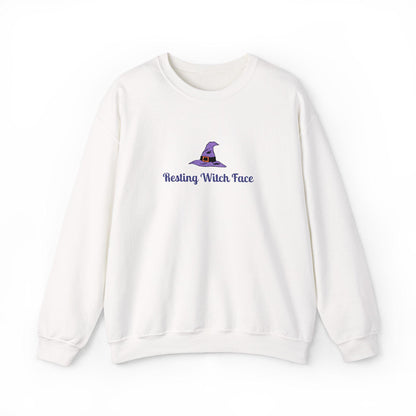 Resting Witch Face Embroidered Sweatshirt: Spooky Halloween Crewneck