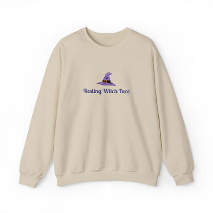 Resting Witch Face Embroidered Sweatshirt: Spooky Halloween Crewneck
