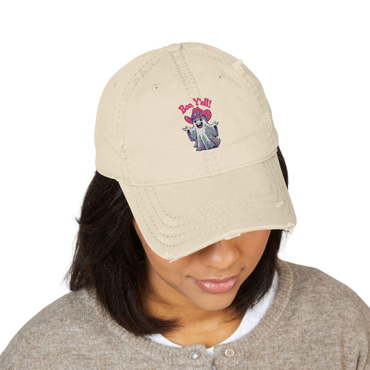 Embroidered "Boo Y'all" Distressed Dad Hat: Southern Halloween Baseball Cap
