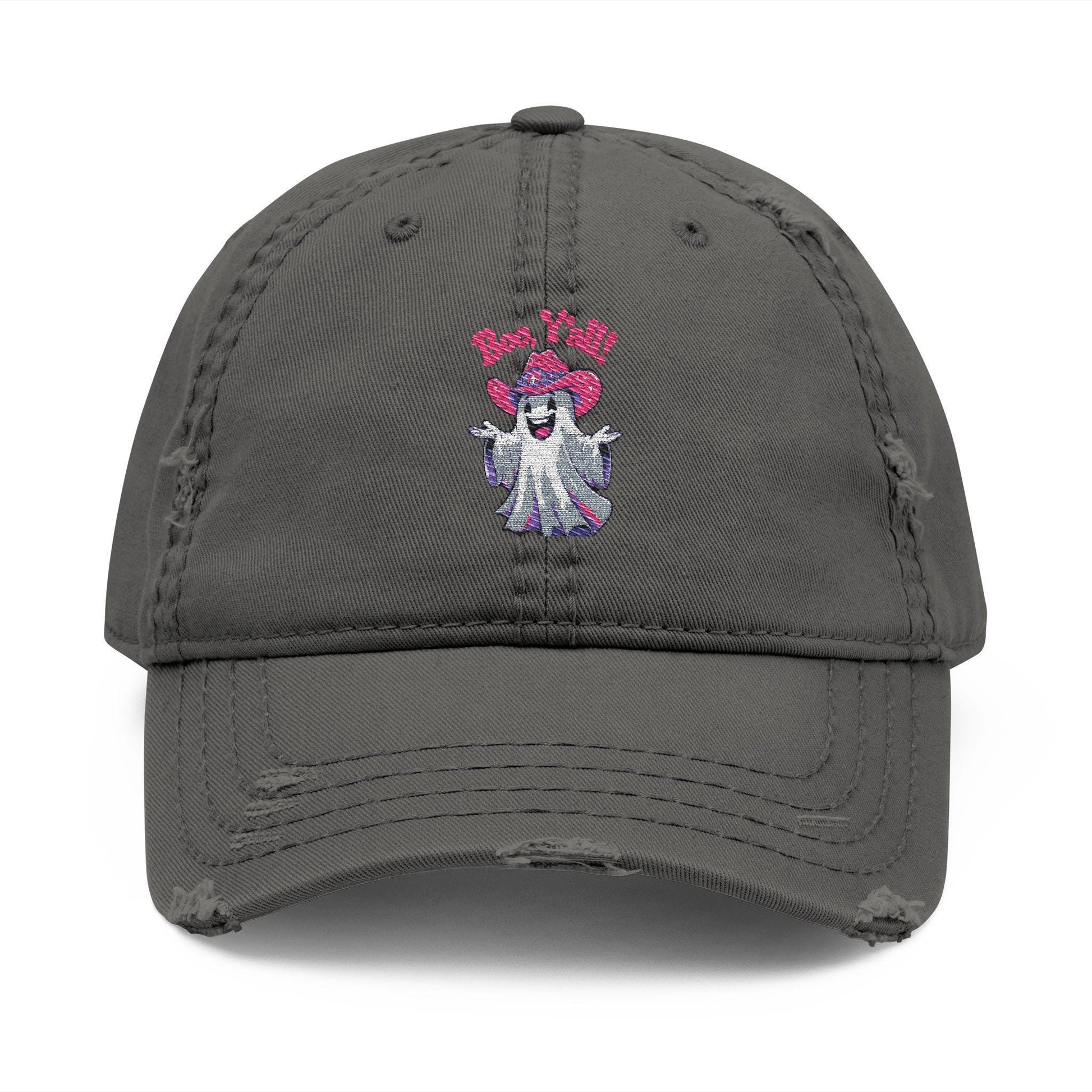 Embroidered "Boo Y'all" Distressed Dad Hat: Southern Halloween Baseball Cap